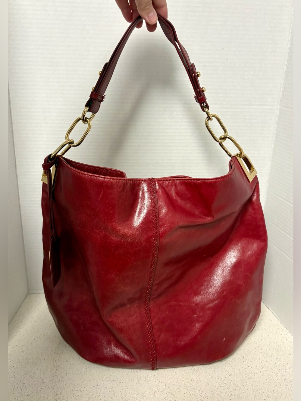 Badgley Mischka Hobo Bag Red Leather
